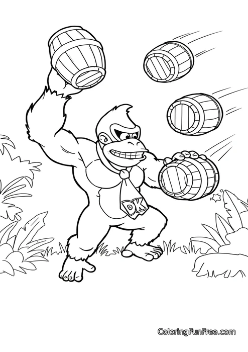 Donkey Kong throwing barrels