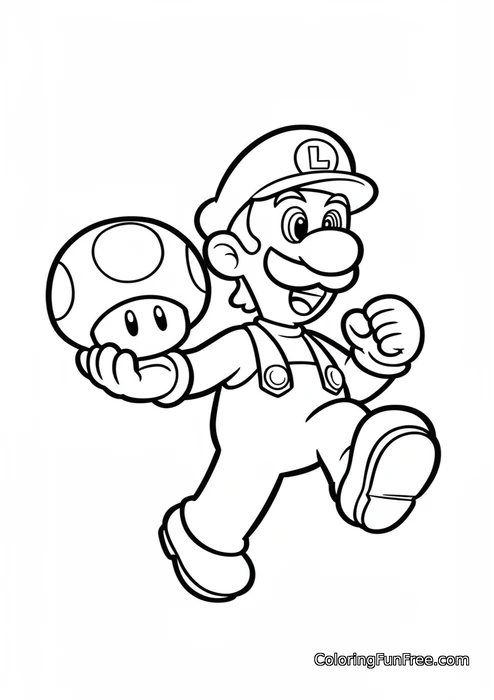 Luigi holding super mushroom