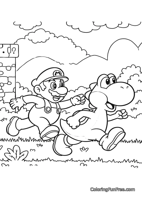 Mario and Yoshi running