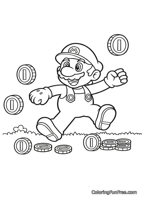 Mario jumping collecting coins