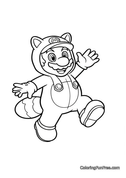 Tanooki Mario waving