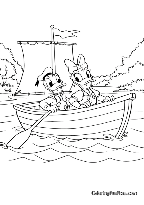 Donald and Daisy in boat