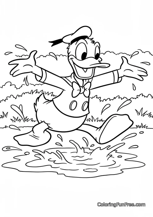 Donald duck splashing in water