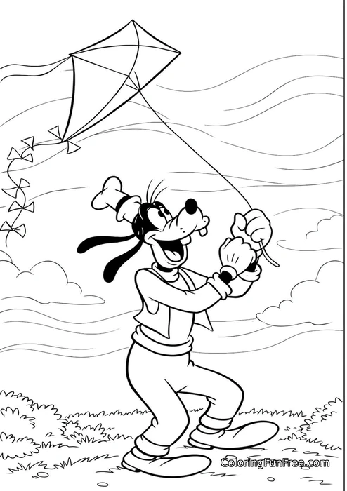 Goofy flying a kite