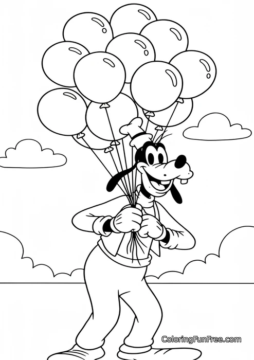 Goofy with balloons