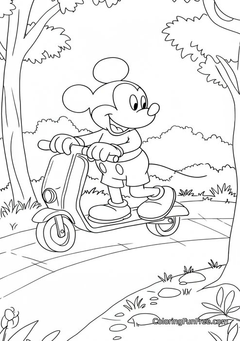 Mickey Mouse on a scooter