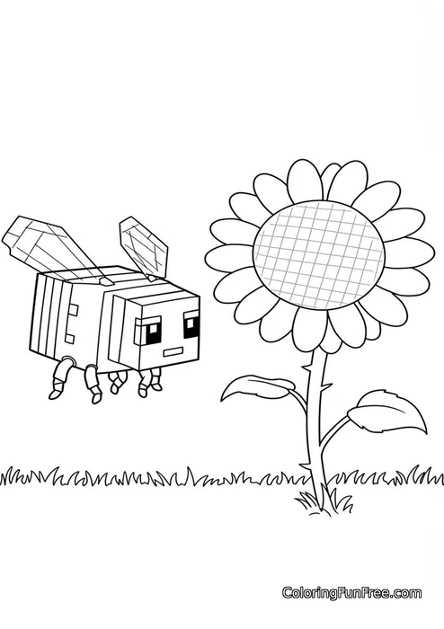 Minecraft bee and sunflower