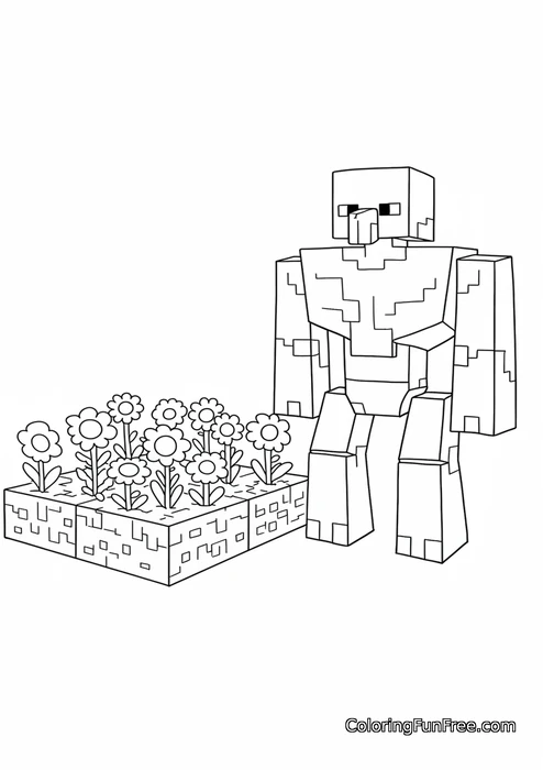 Minecraft iron golem with flowers