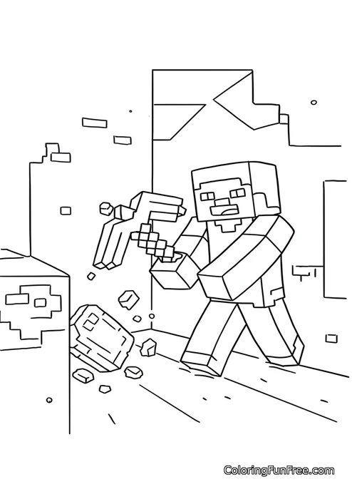 Minecraft Steve mining with pickaxe