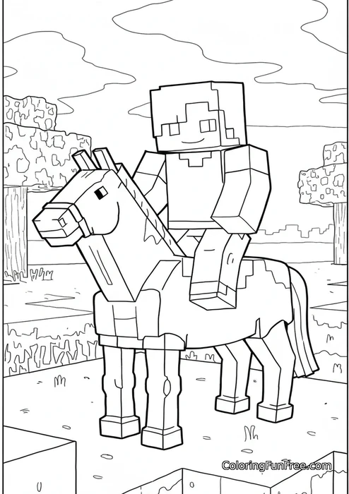 Minecraft Steve riding horse