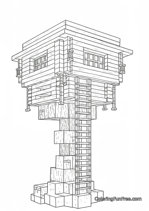 Minecraft treehouse with ladder