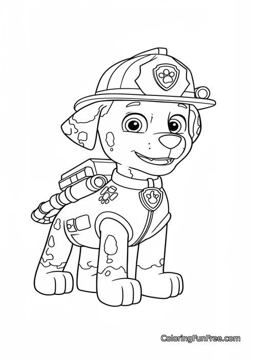 Paw Patrol Marshall firefighter gear sitting
