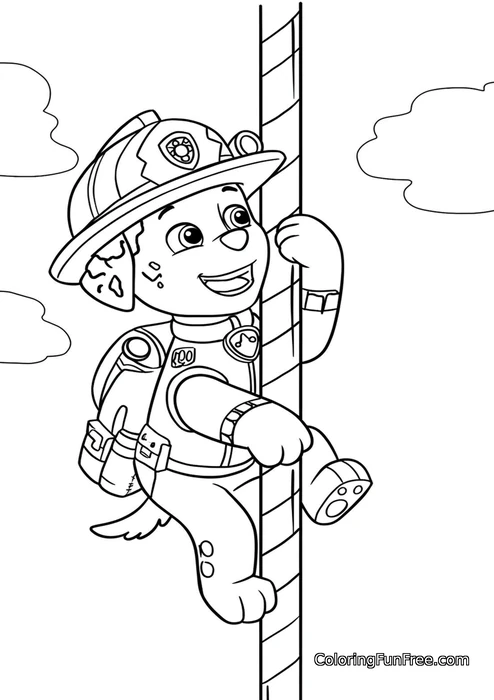 Paw Patrol Marshall sliding down fire pole