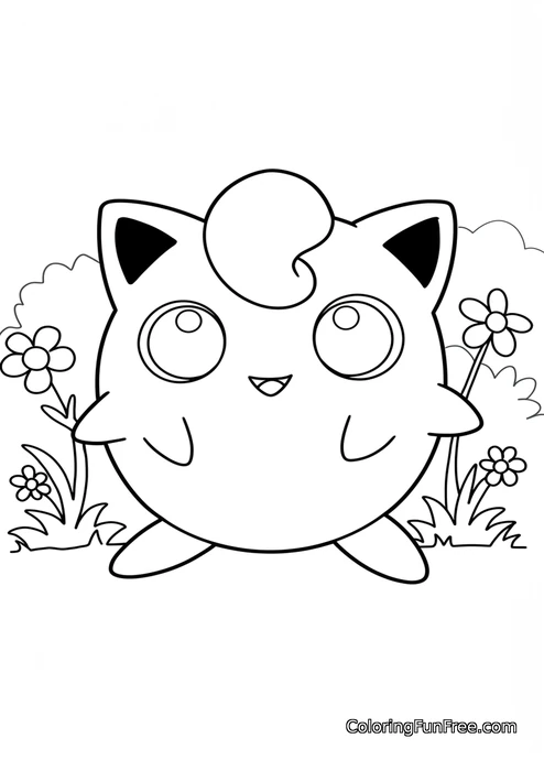 Pokemon jigglypuff in flower field