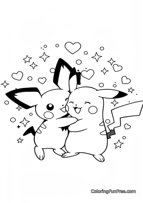 Pokemon pichu and pikachu hugging
