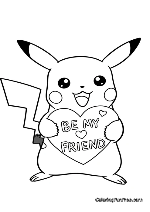Pokemon pikachu holding be my friend heart