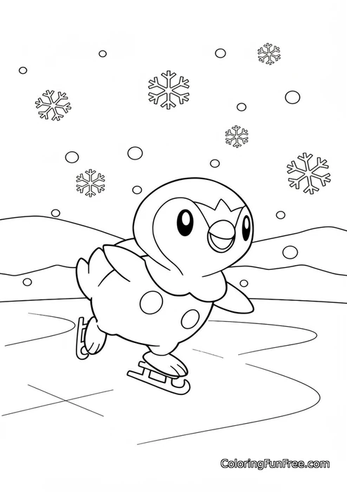 Pokemon piplup ice skating