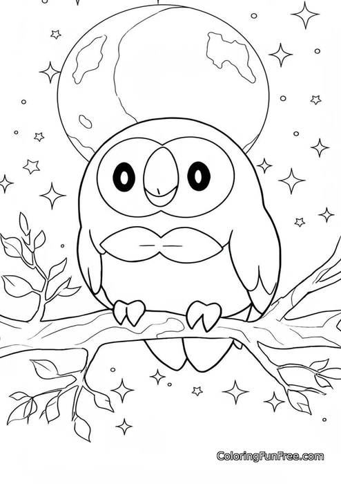 Pokemon rowlet on branch moon