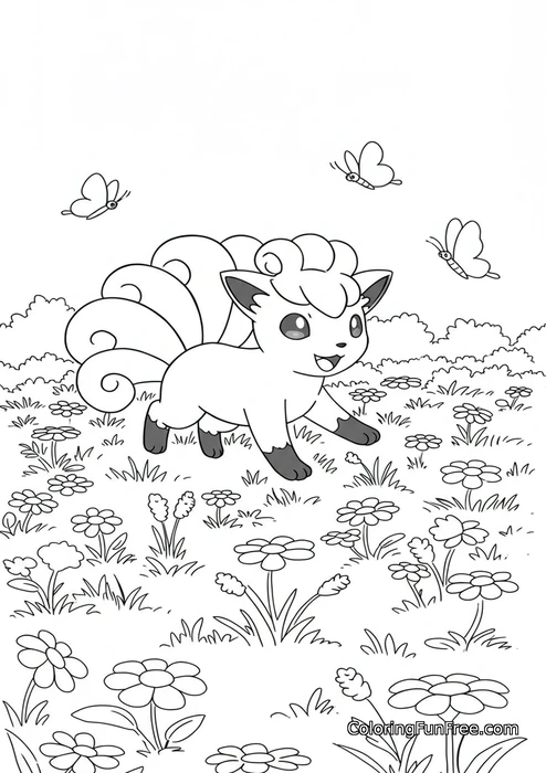 Pokemon vulpix alolan in flower