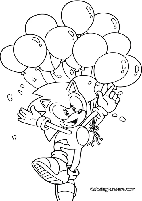 Sonic flying with balloons confetti