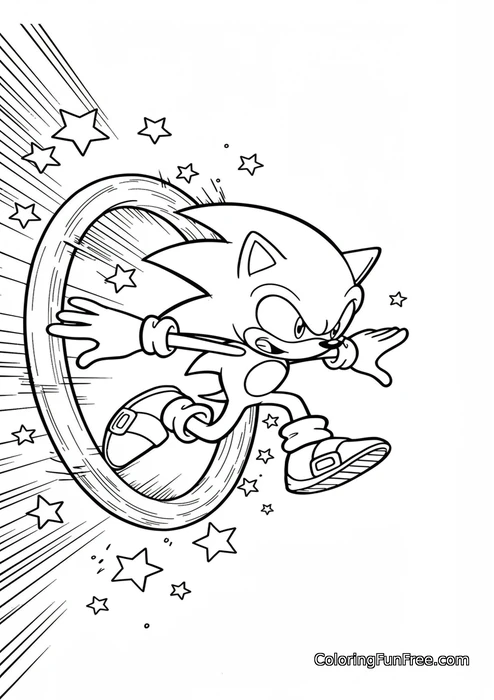 Sonic jumping through ring