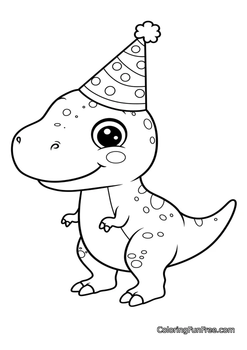 Cute dinosaur wearing party hat-img