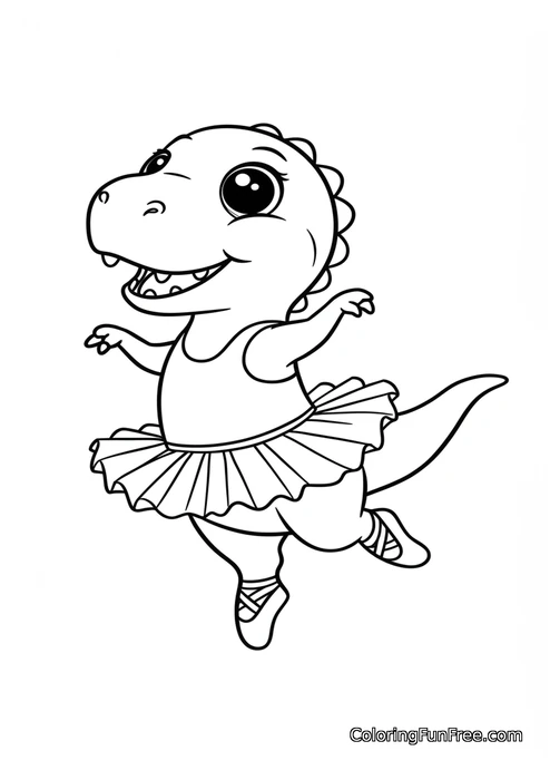 Dinosaur ballerina in tutu coloring page
