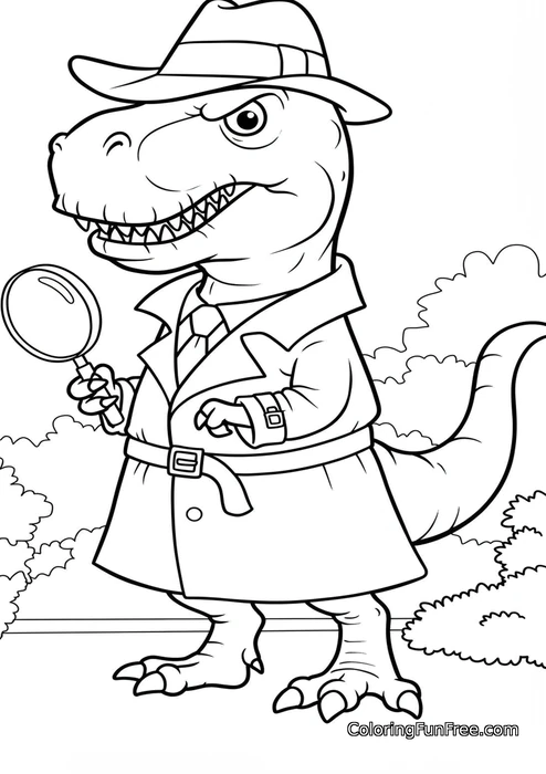 Dinosaur detective with magnifying glass