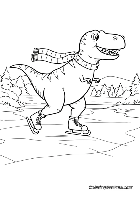 Dinosaur ice skating