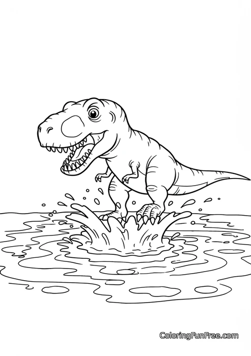 Dinosaur jumping in puddle