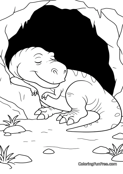 Sleeping dinosaur in cave