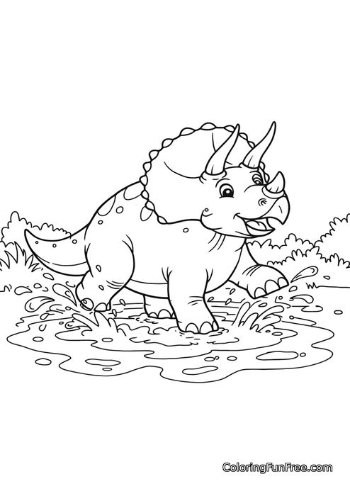 Triceratops splashing in puddles-img