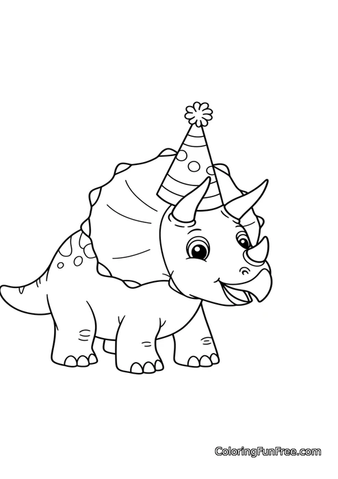 Triceratops wearing party hat