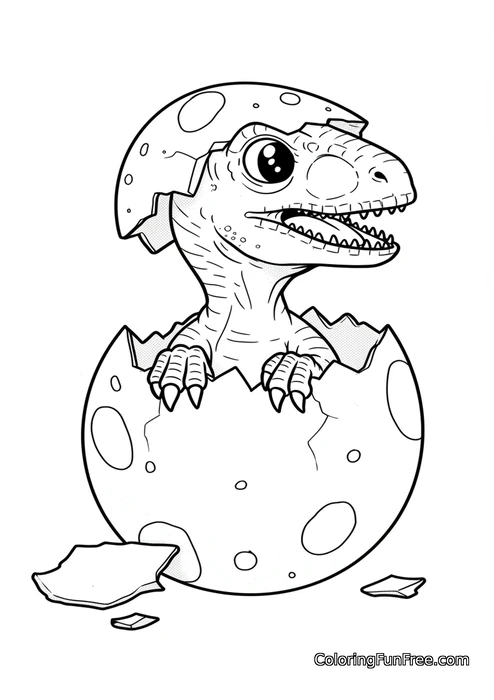 Baby raptor hatching from egg