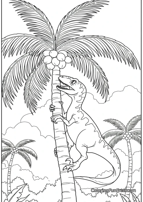 Raptor climbing palm tree-img