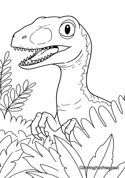 Raptor peeking through jungle leaves-img