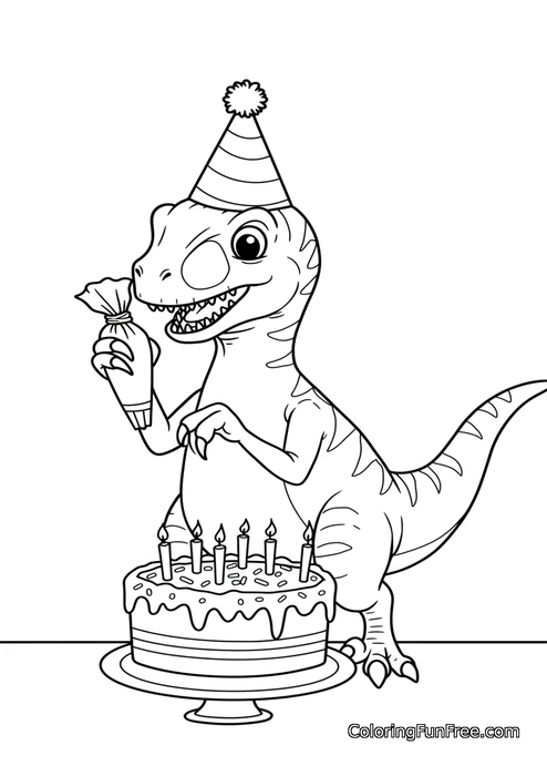 Raptor with birthday cake