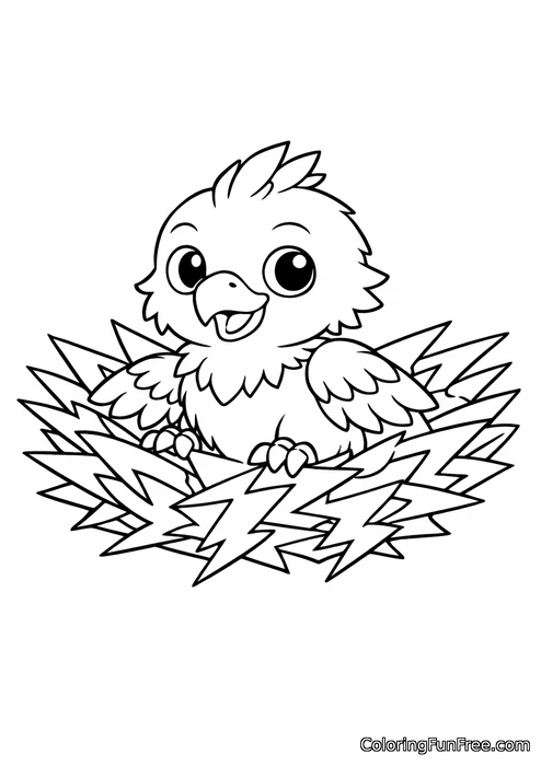 A baby thunderbird sitting