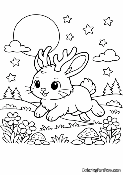 Little jackalope hopping