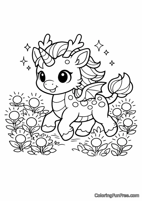 Little kirin walking through a field