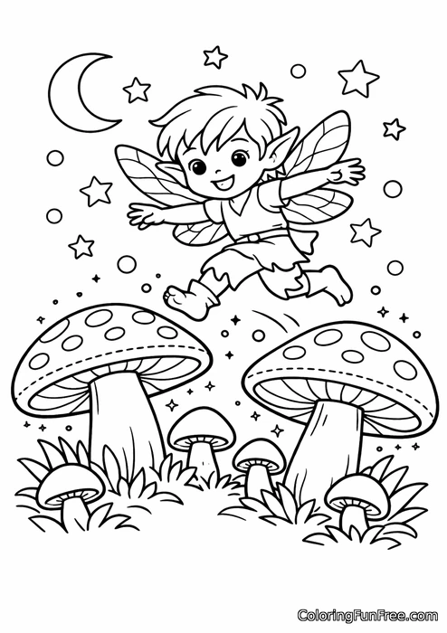 Tiny sprite jumping between glowing mushrooms