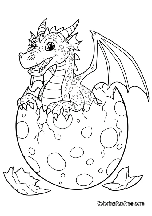 Baby dragon hatching from egg