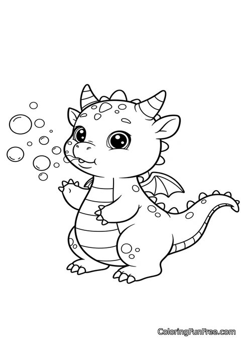 Cute dragon blowing bubbles