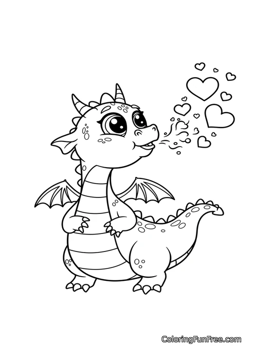 Dragon blowing hearts