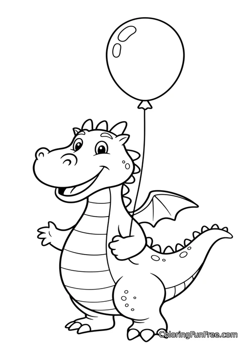 Dragon holding a balloon