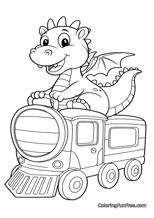 Dragon riding a toy train