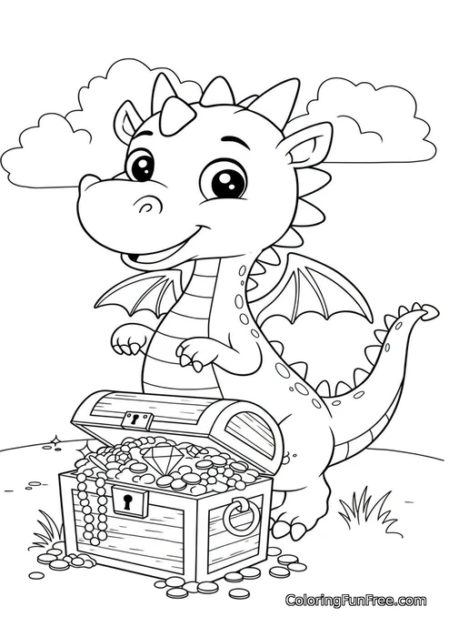 Dragon with treasure chest