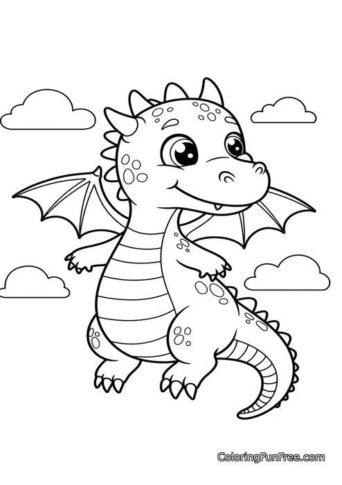 Flying dragon among clouds