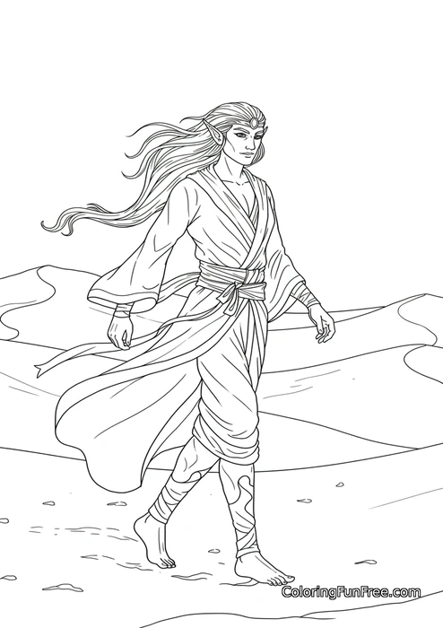 Elf walking in desert