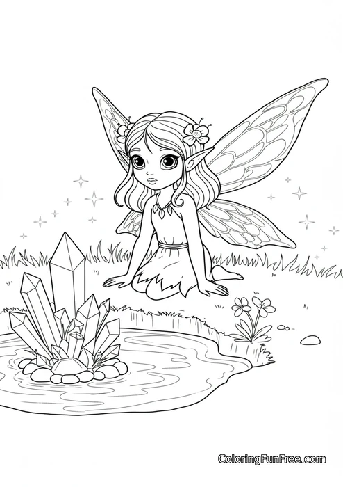 Fairy by crystal pond